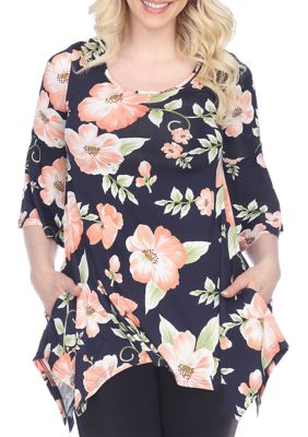 White Mark Women's Blanche Bell Sleeve Tunic, Peach, XL
