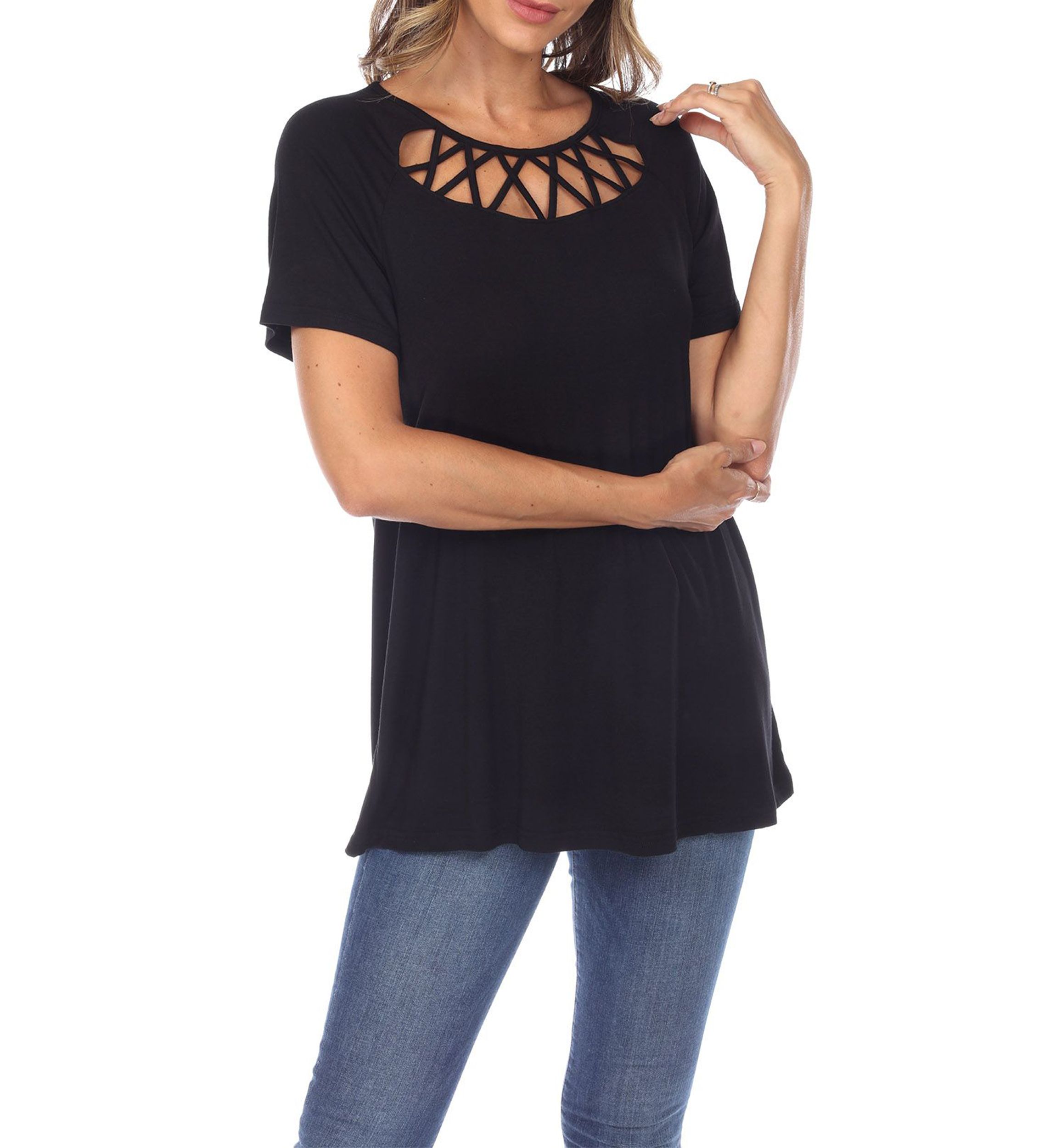 Crisscross Cutout Short Sleeve Top