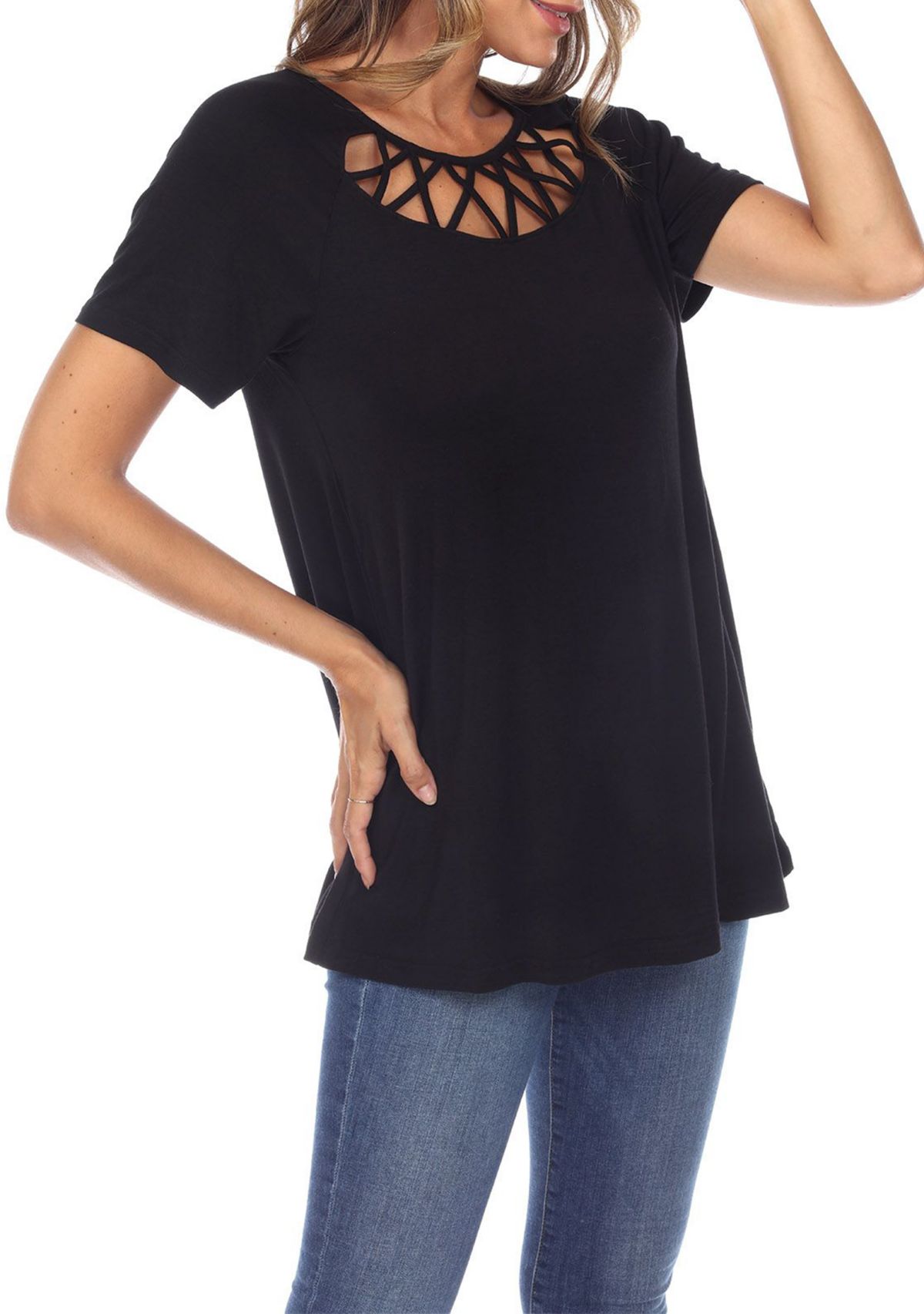 Crisscross Cutout Short Sleeve Top