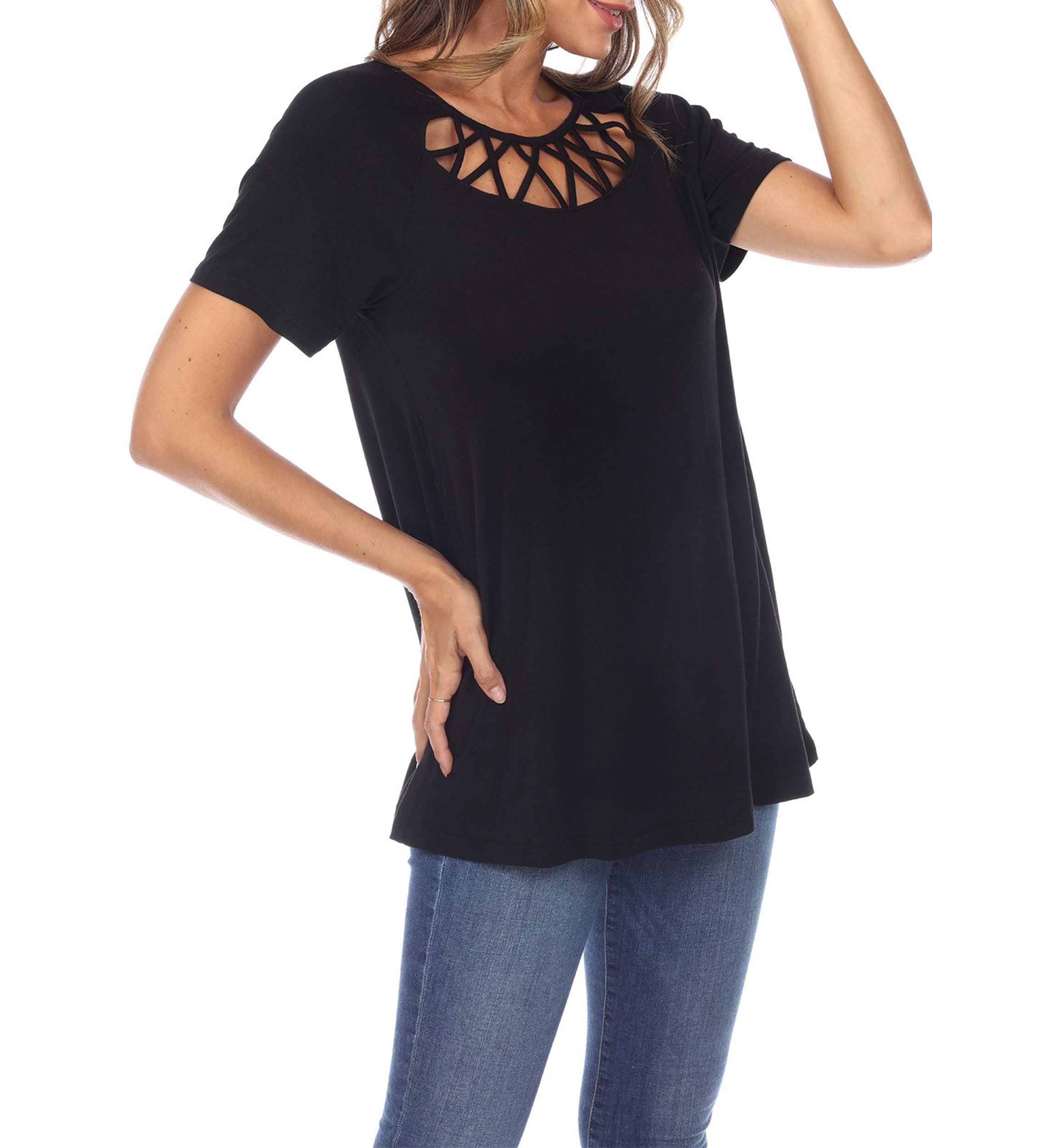 Crisscross Cutout Short Sleeve Top