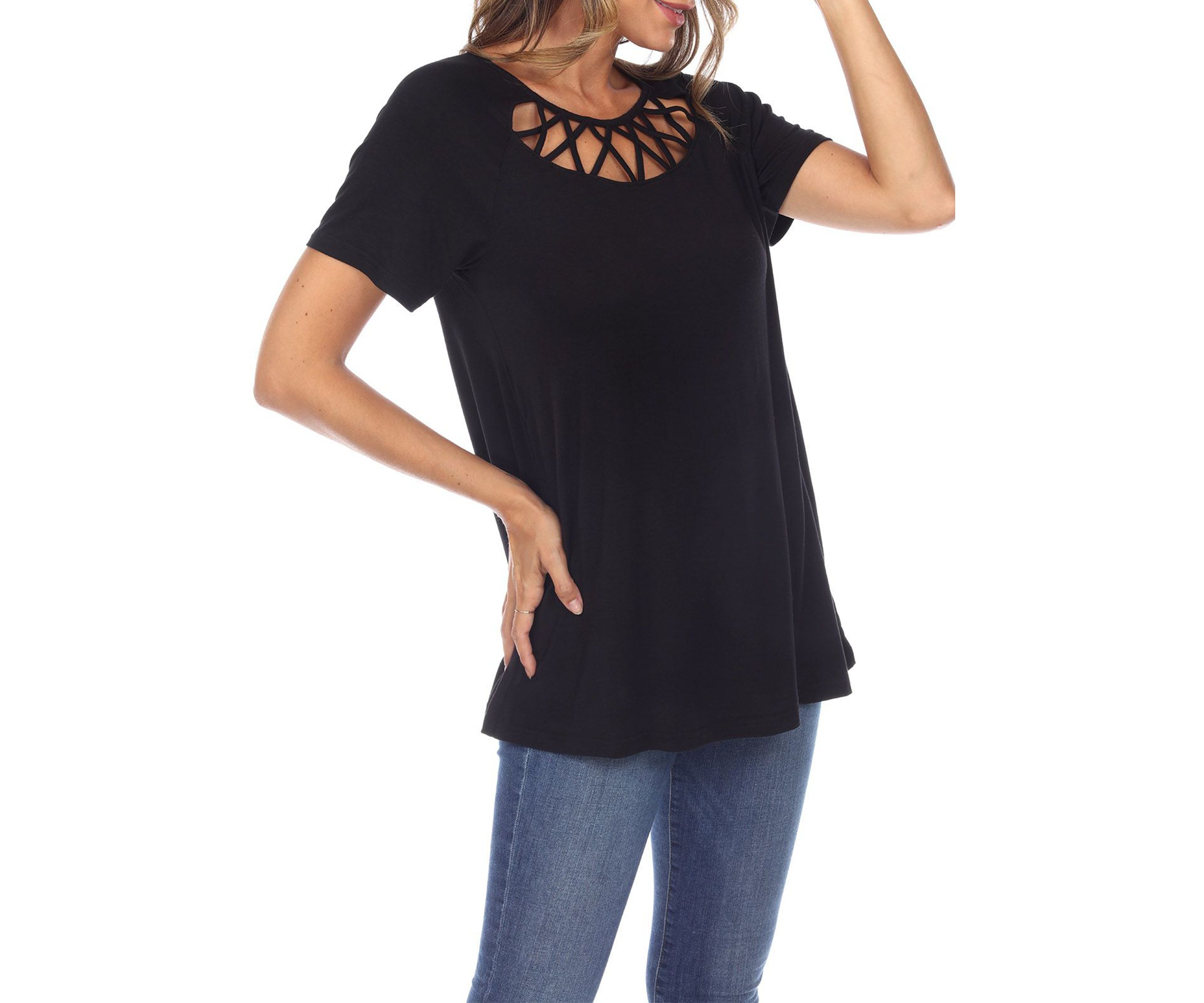 Crisscross Cutout Short Sleeve Top