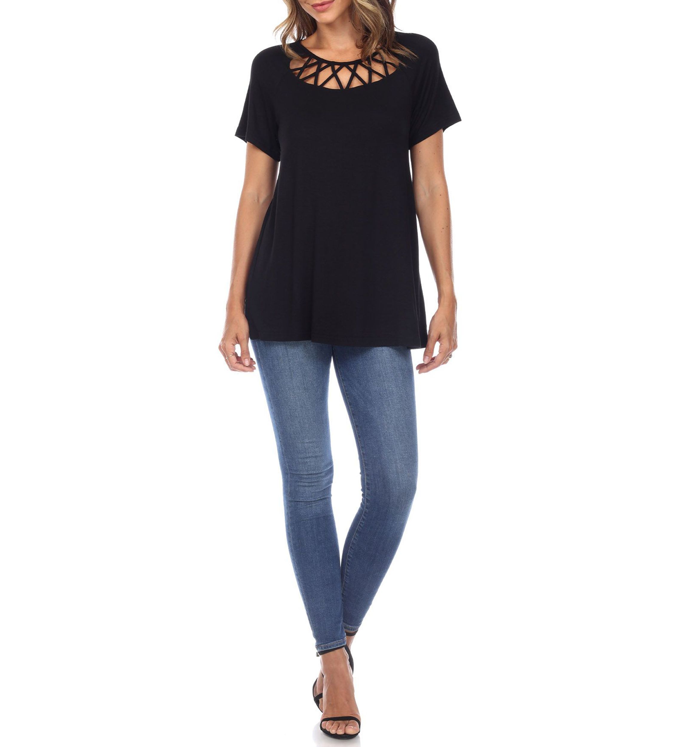 Crisscross Cutout Short Sleeve Top