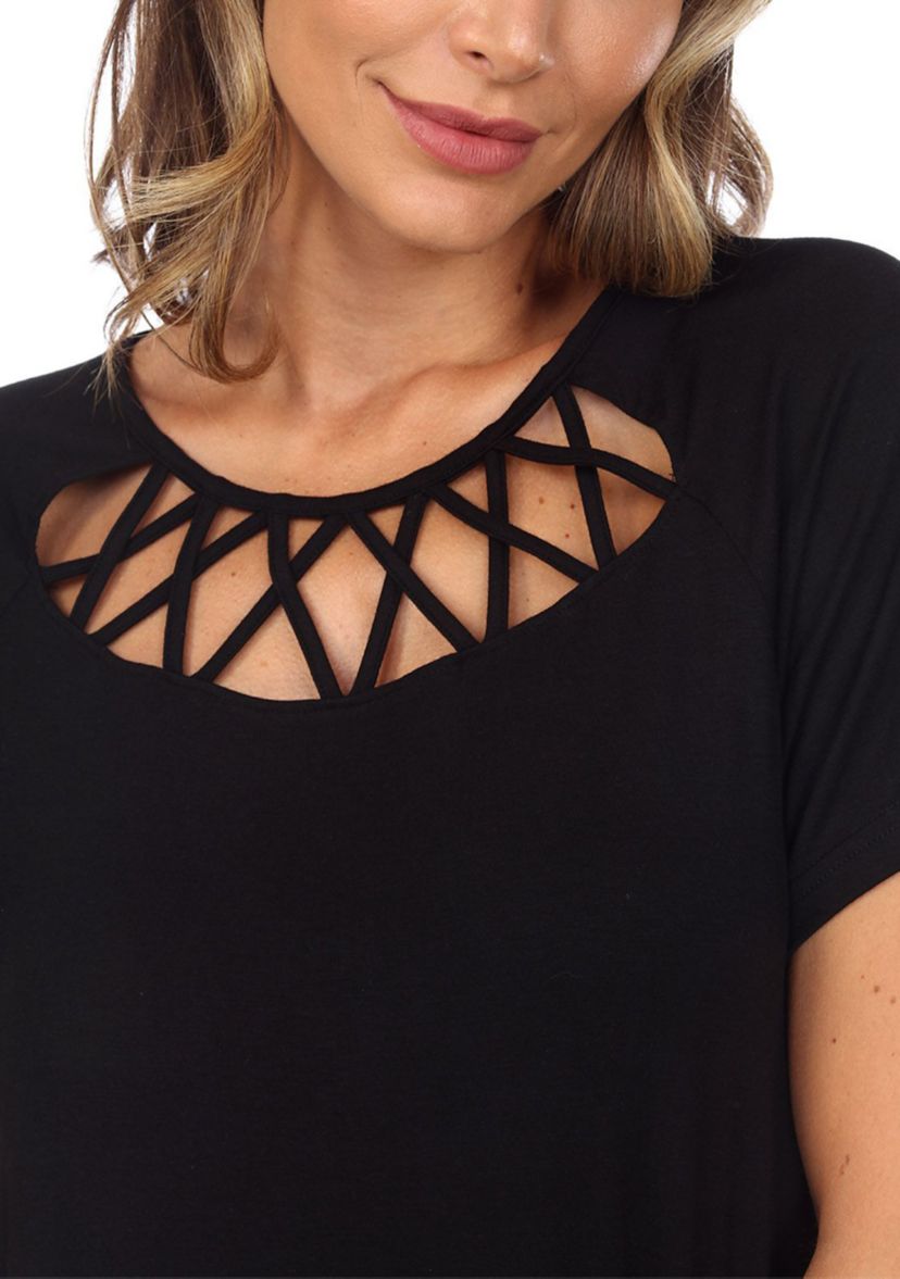 Crisscross Cutout Short Sleeve Top