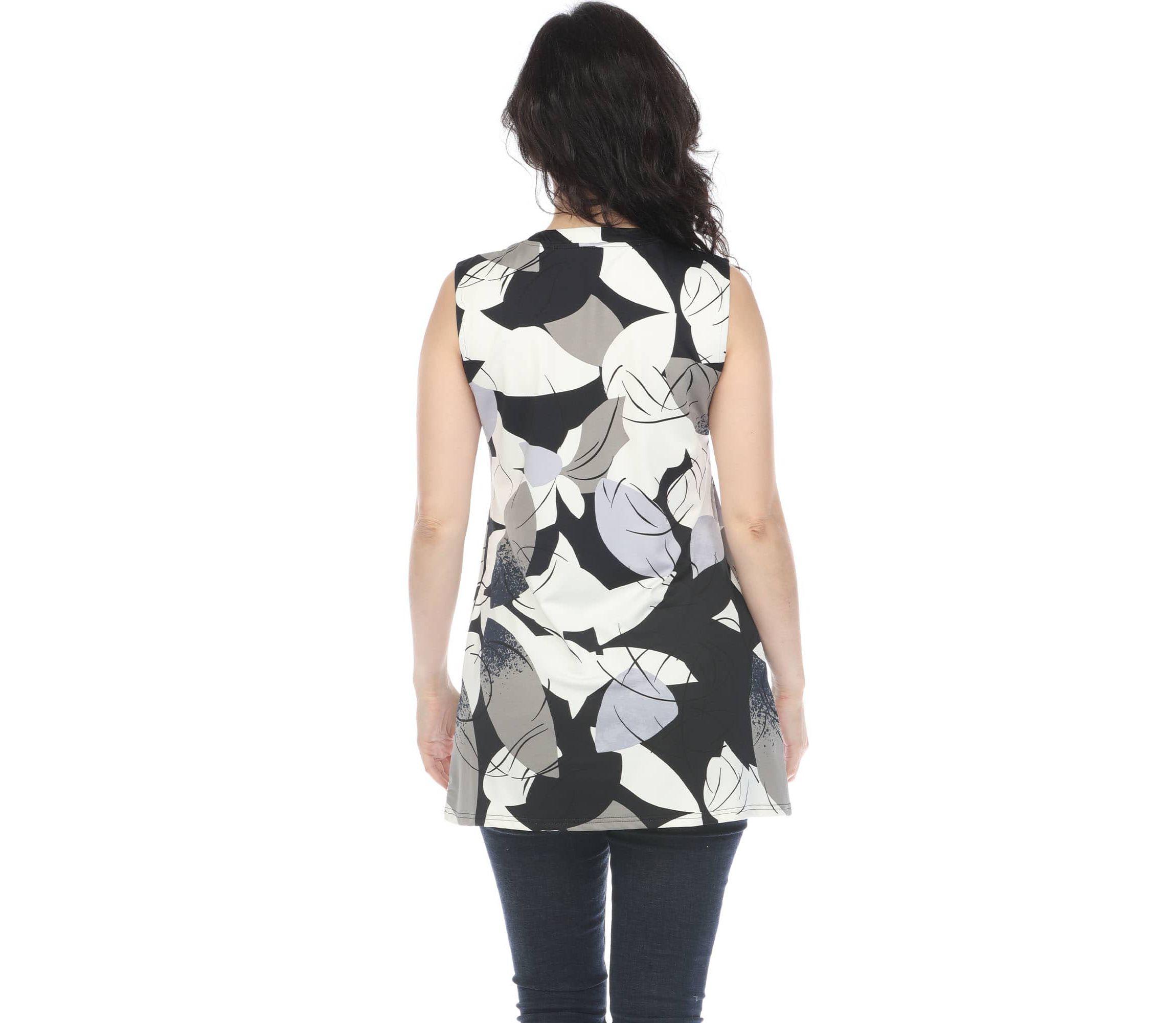 Womens Pleated Front Sleeveless Tunic Top