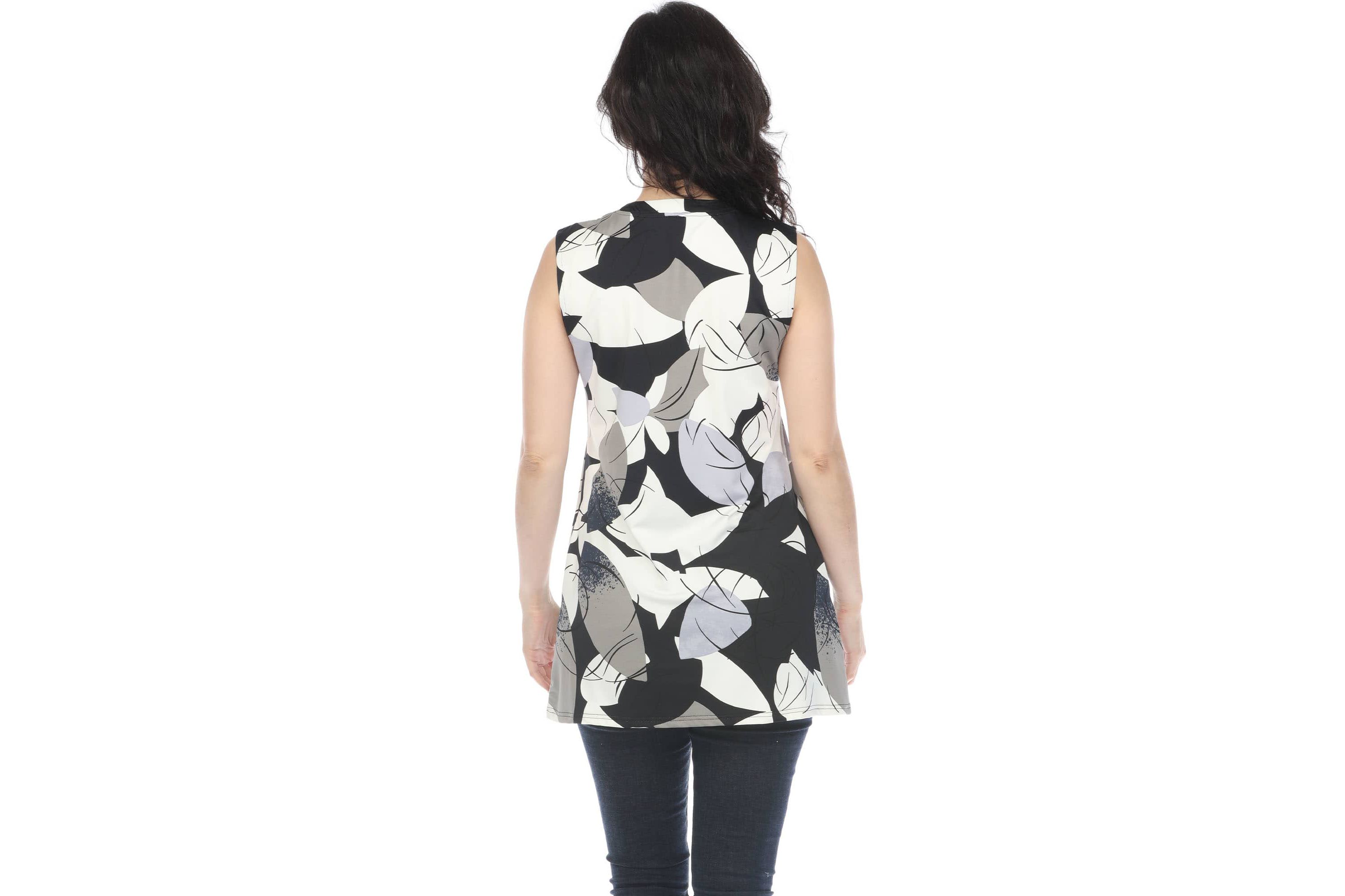 Womens Pleated Front Sleeveless Tunic Top