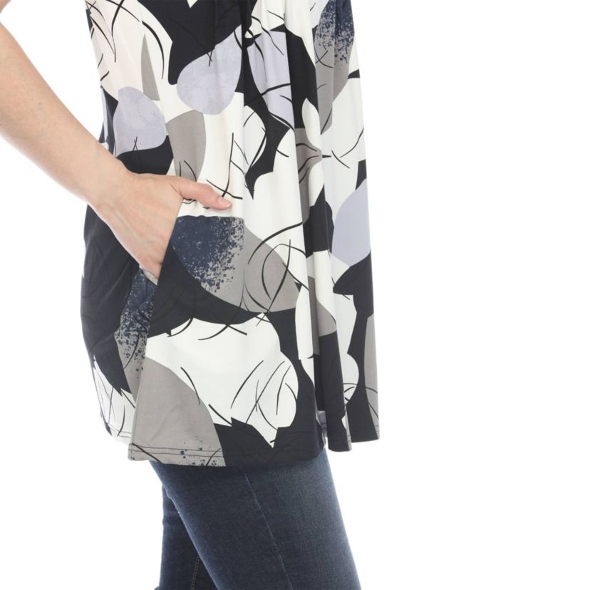 Womens Pleated Front Sleeveless Tunic Top