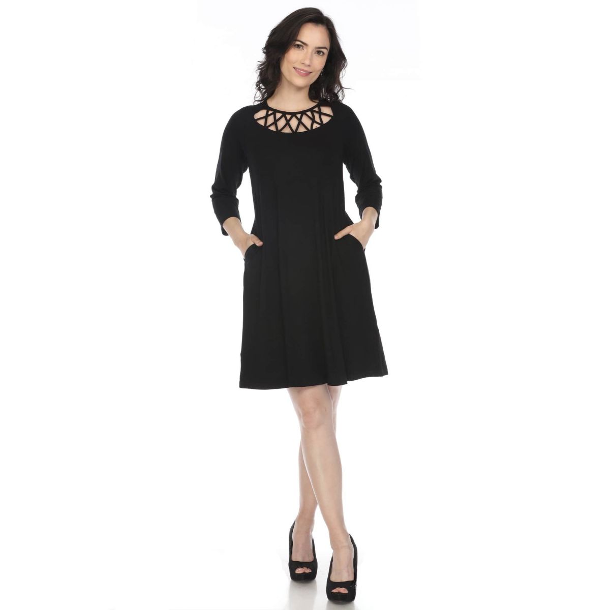 Womens Crisscross Neckline A-line Dress