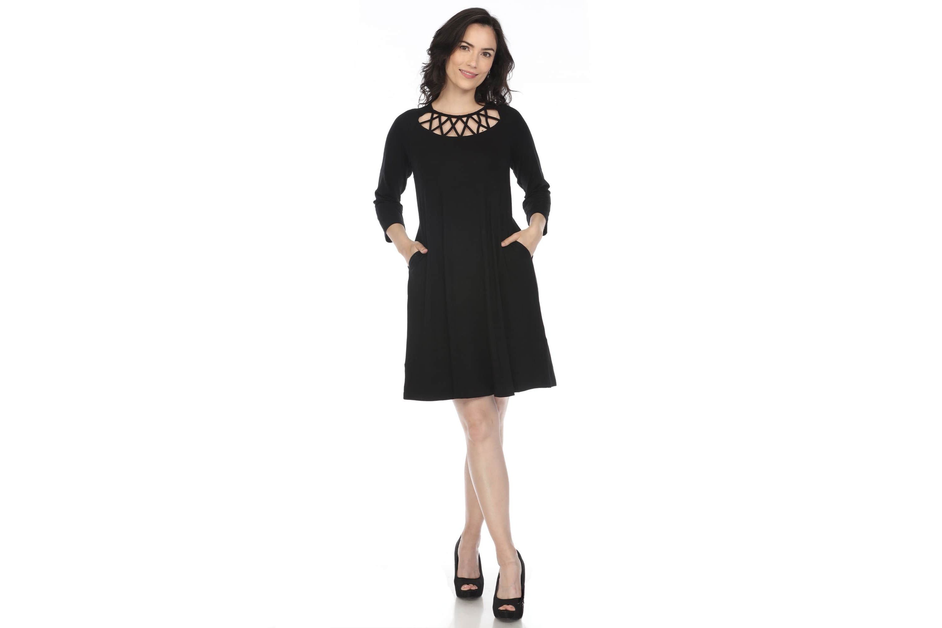 Womens Crisscross Neckline A-line Dress