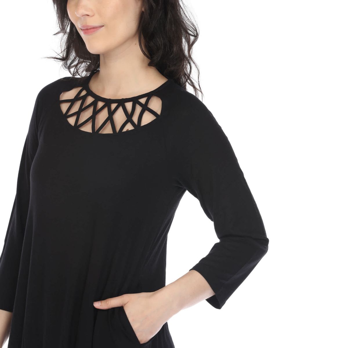 Womens Crisscross Neckline A-line Dress