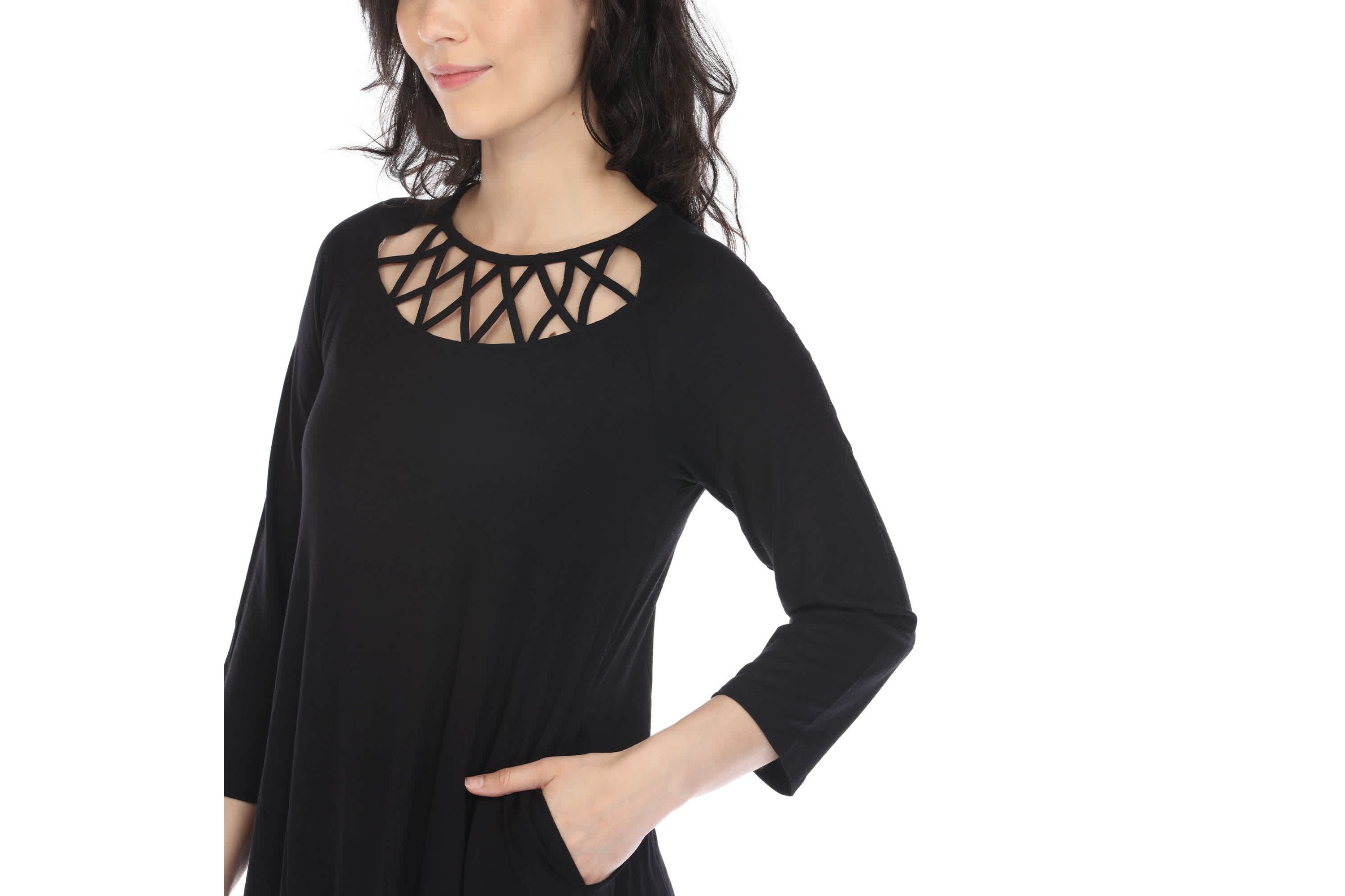 Womens Crisscross Neckline A-line Dress