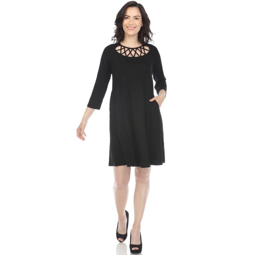 Womens Crisscross Neckline A-line Dress