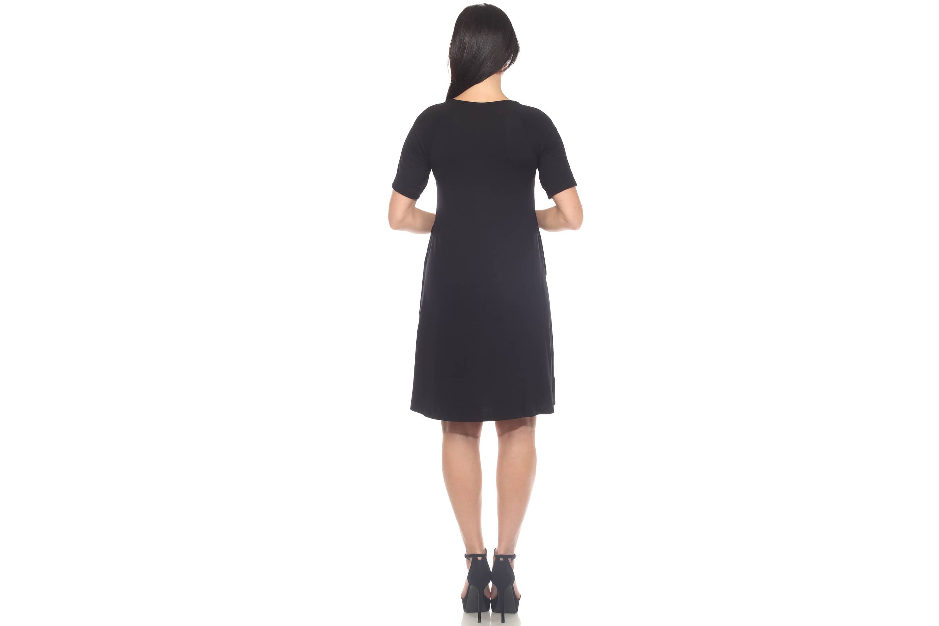 Womens Short Sleeve Criss-Cross Neck A-Line Dress