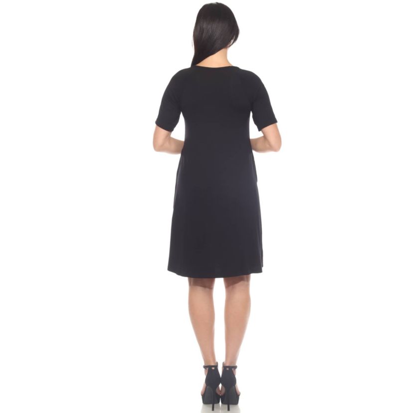 Womens Short Sleeve Criss-Cross Neck A-Line Dress