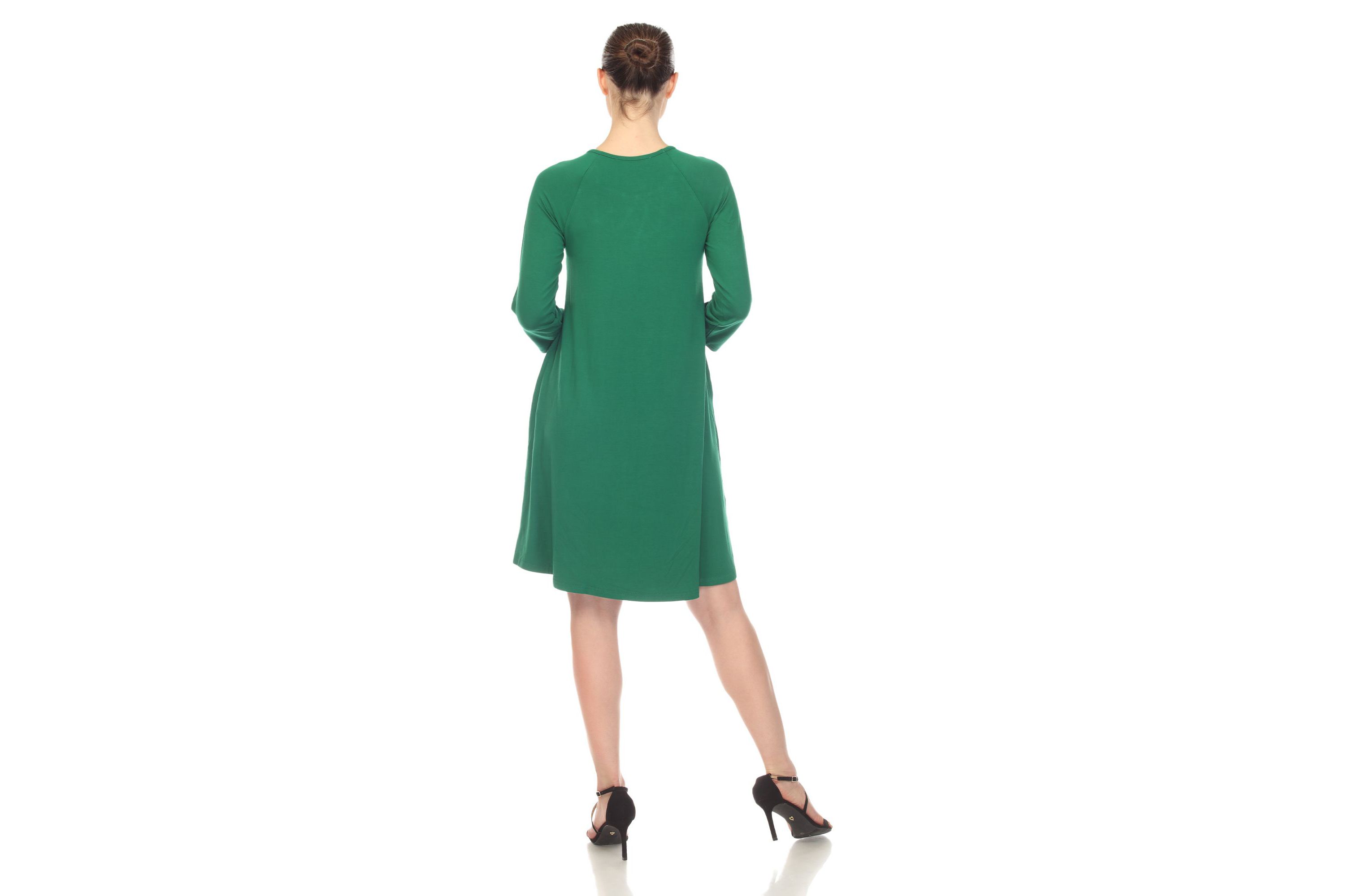 Womens Criss Cross Neckline Swing Midi Dress