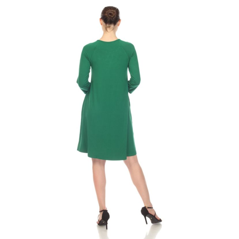 Womens Criss Cross Neckline Swing Midi Dress