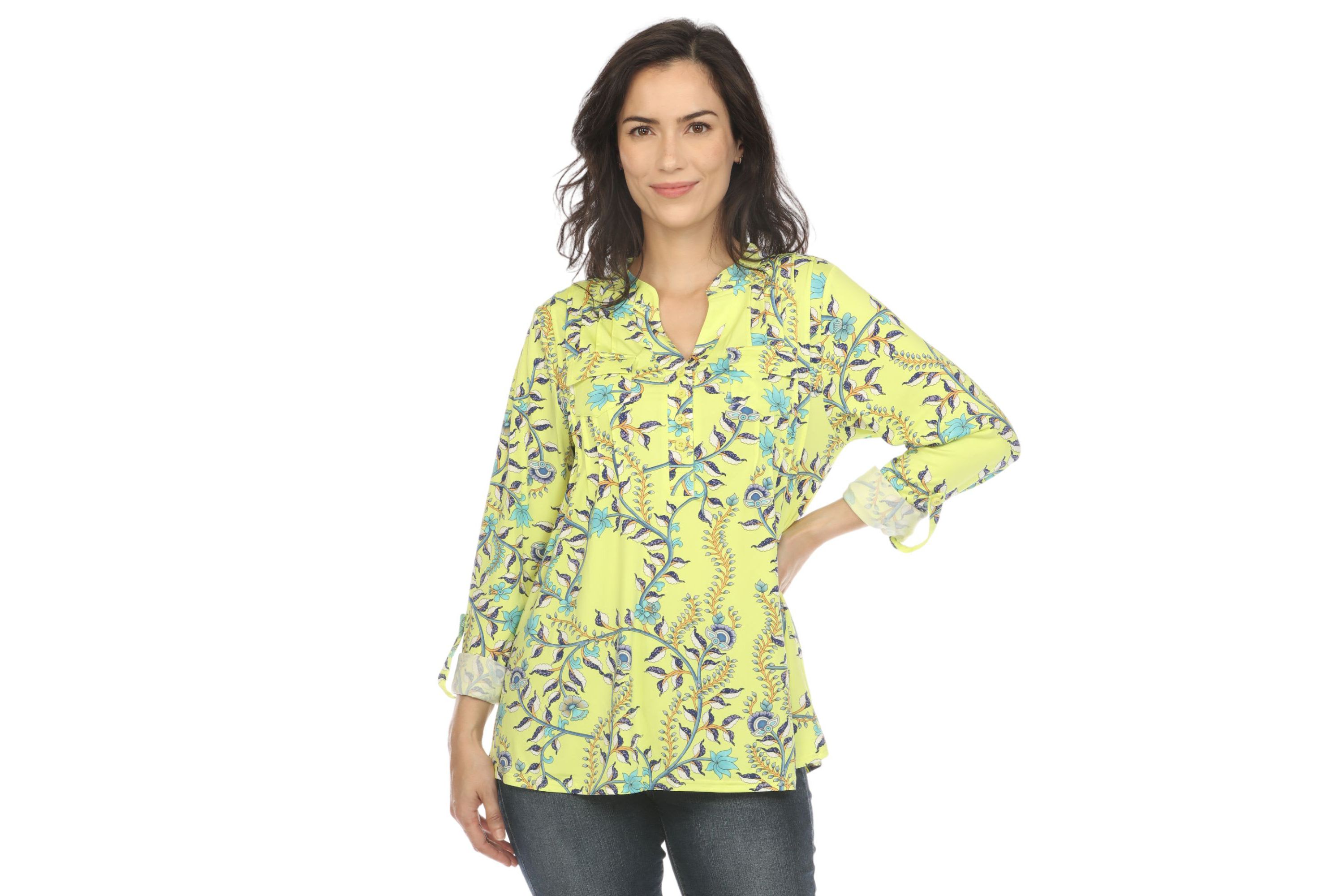 Paisley Button Front Tunic Top
