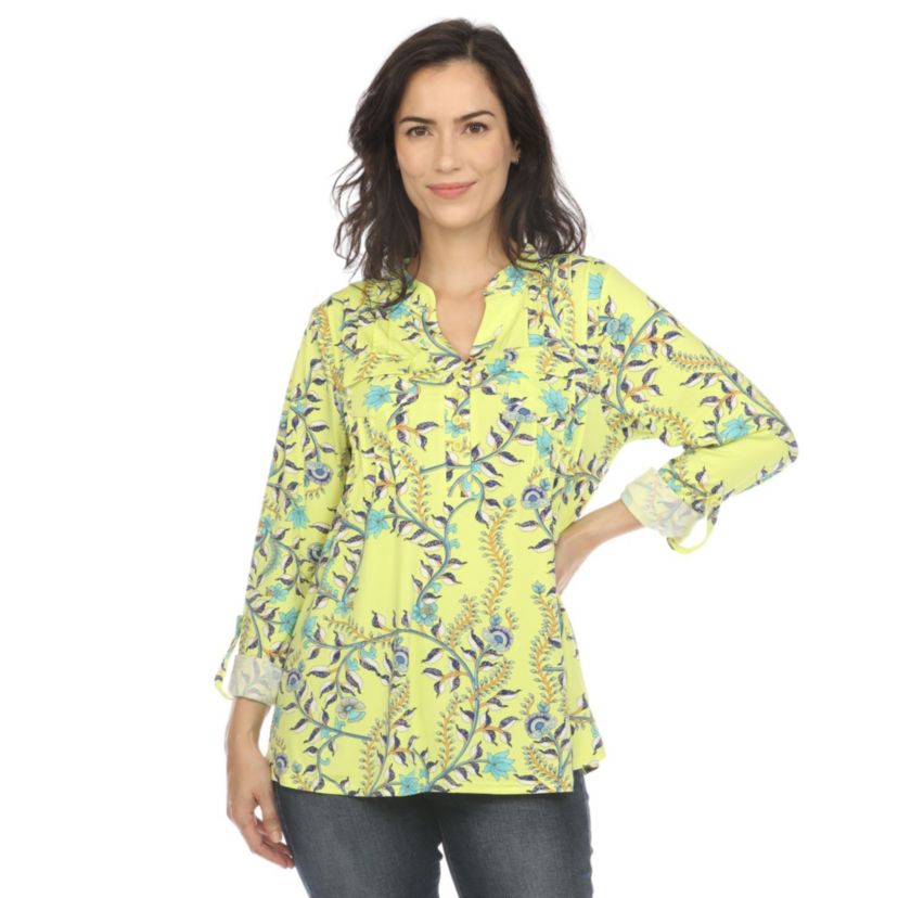 Paisley Button Front Tunic Top
