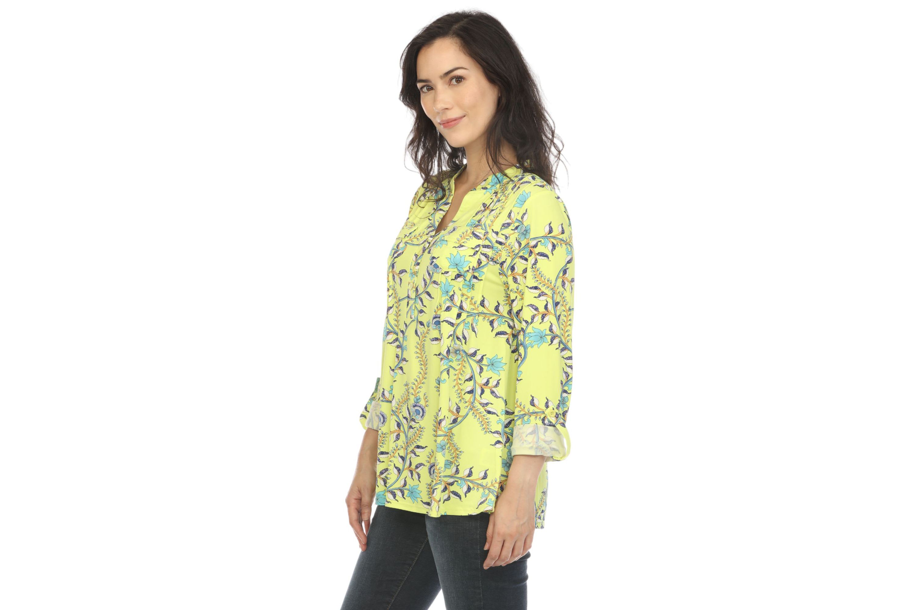 Paisley Button Front Tunic Top