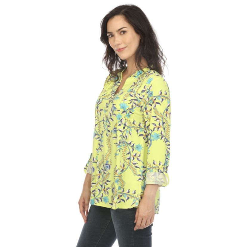 Paisley Button Front Tunic Top