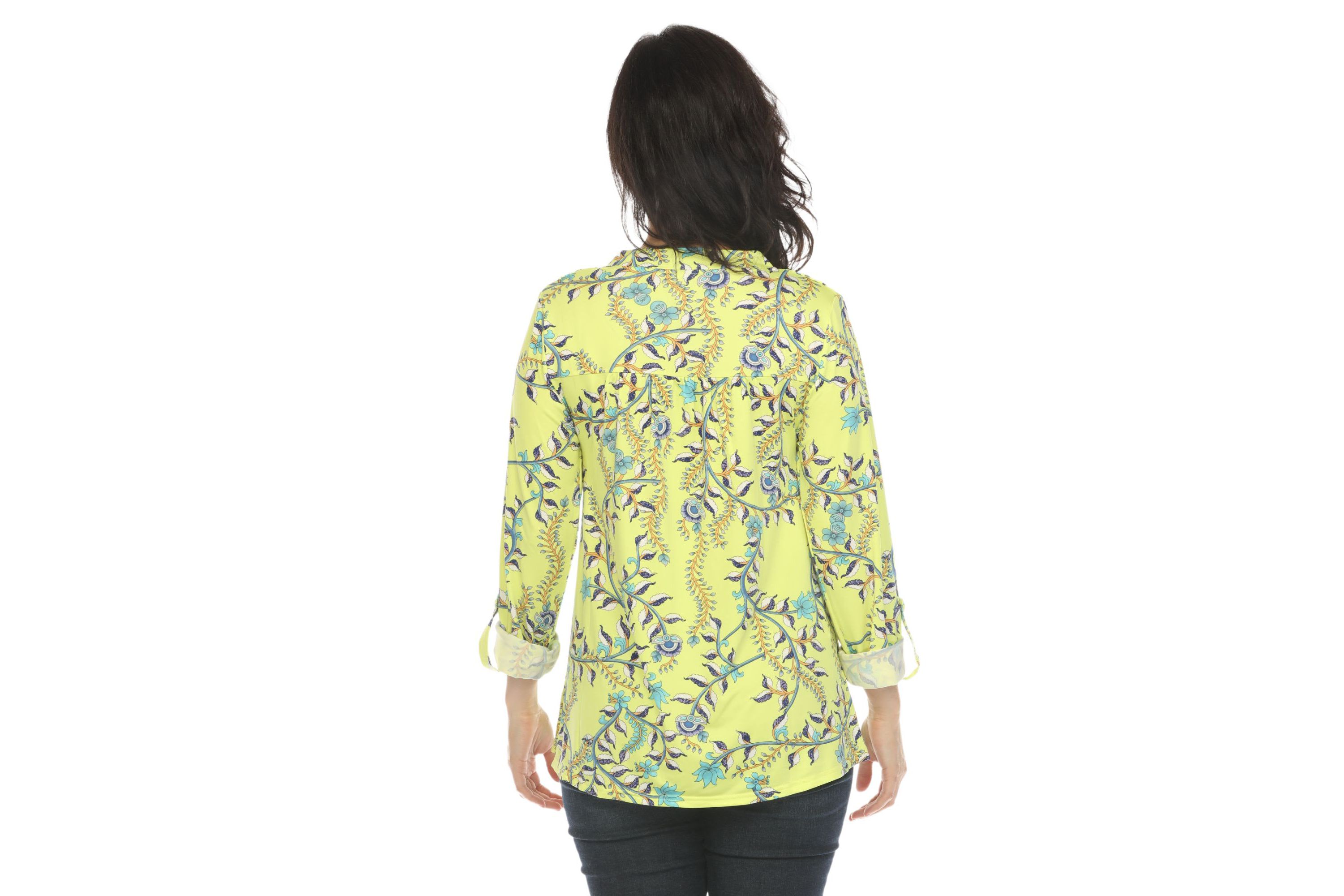 Paisley Button Front Tunic Top