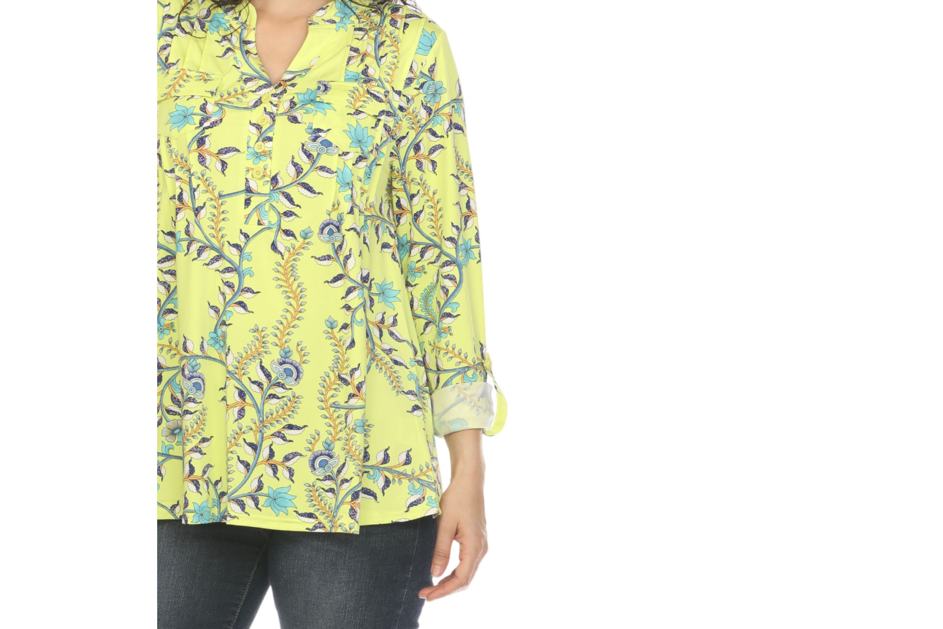 Paisley Button Front Tunic Top
