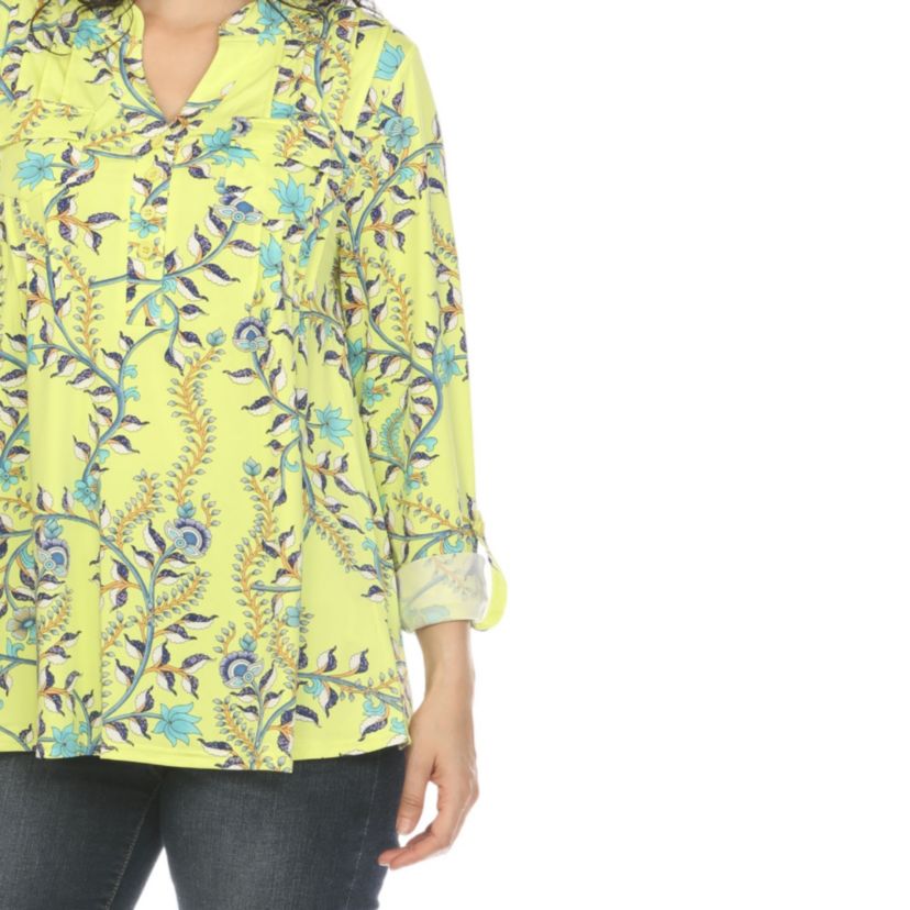 Paisley Button Front Tunic Top