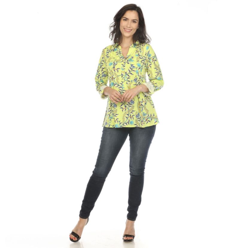 Paisley Button Front Tunic Top