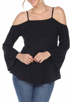 Cold Shoulder Ruffle Sleeve Top