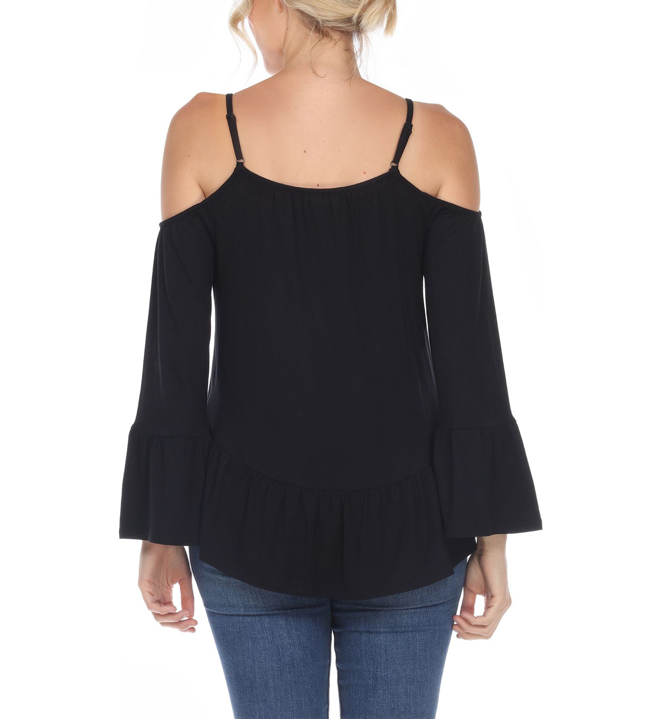 Cold Shoulder Ruffle Sleeve Top