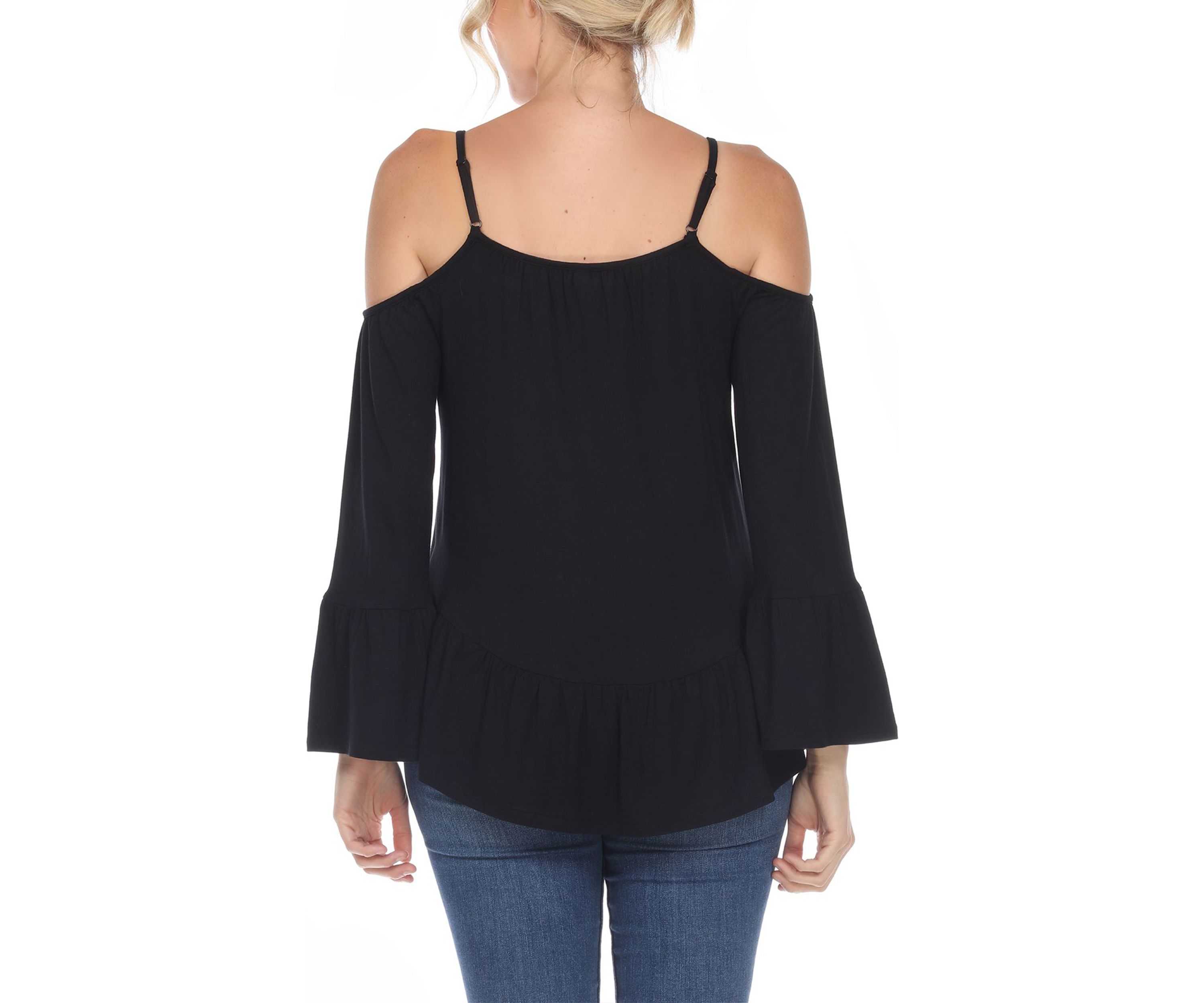 Cold Shoulder Ruffle Sleeve Top
