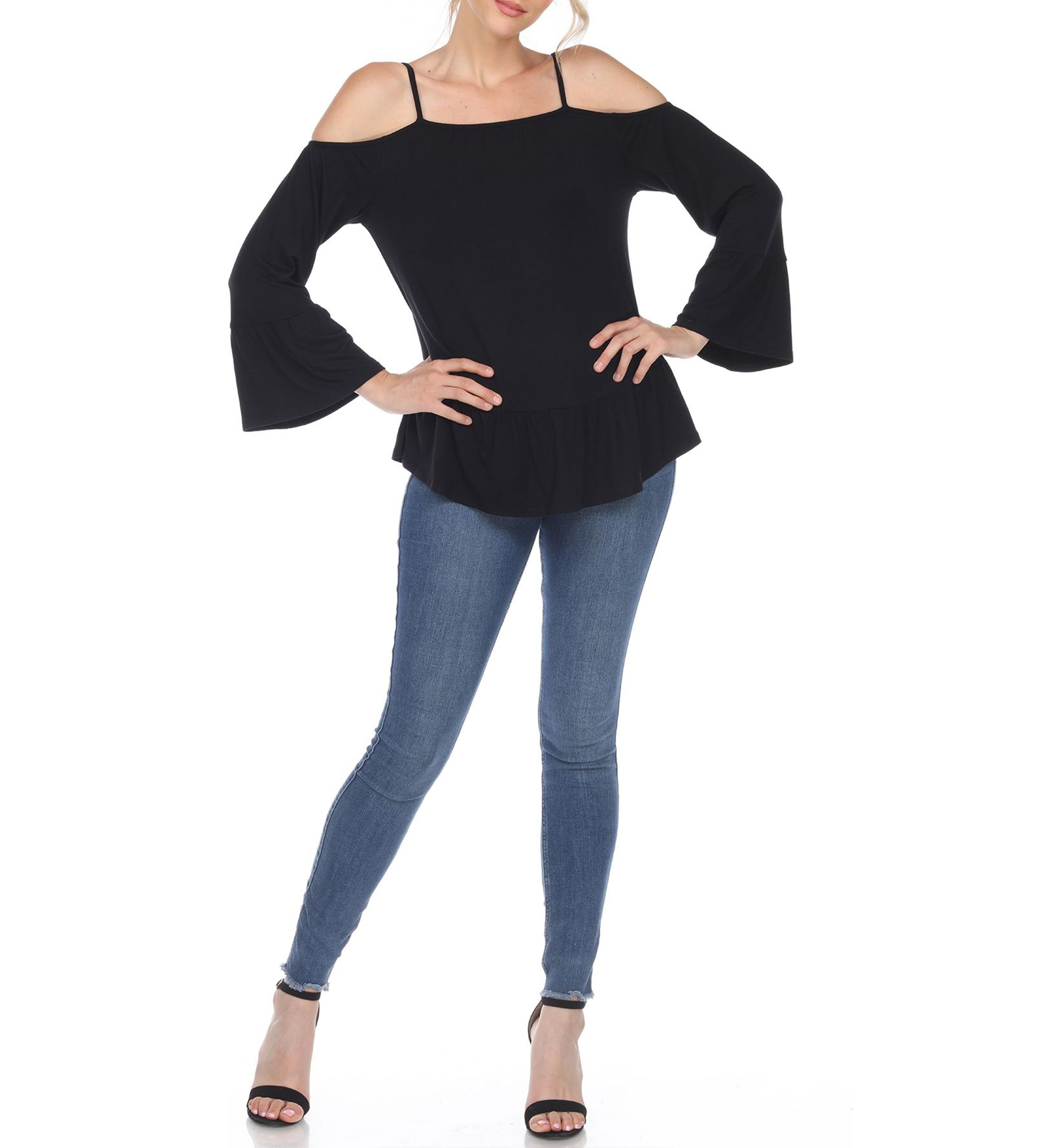 Cold Shoulder Ruffle Sleeve Top