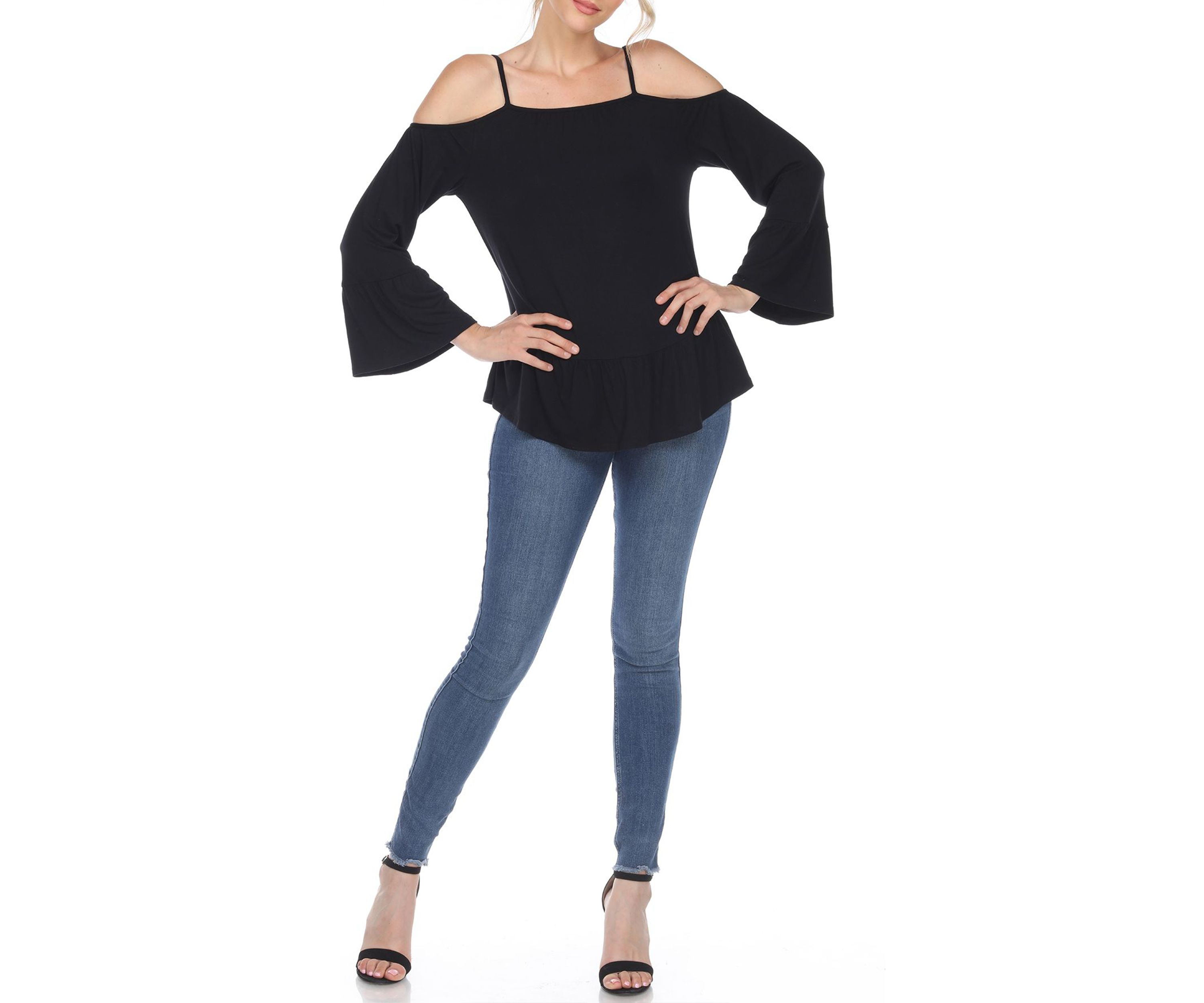 Cold Shoulder Ruffle Sleeve Top