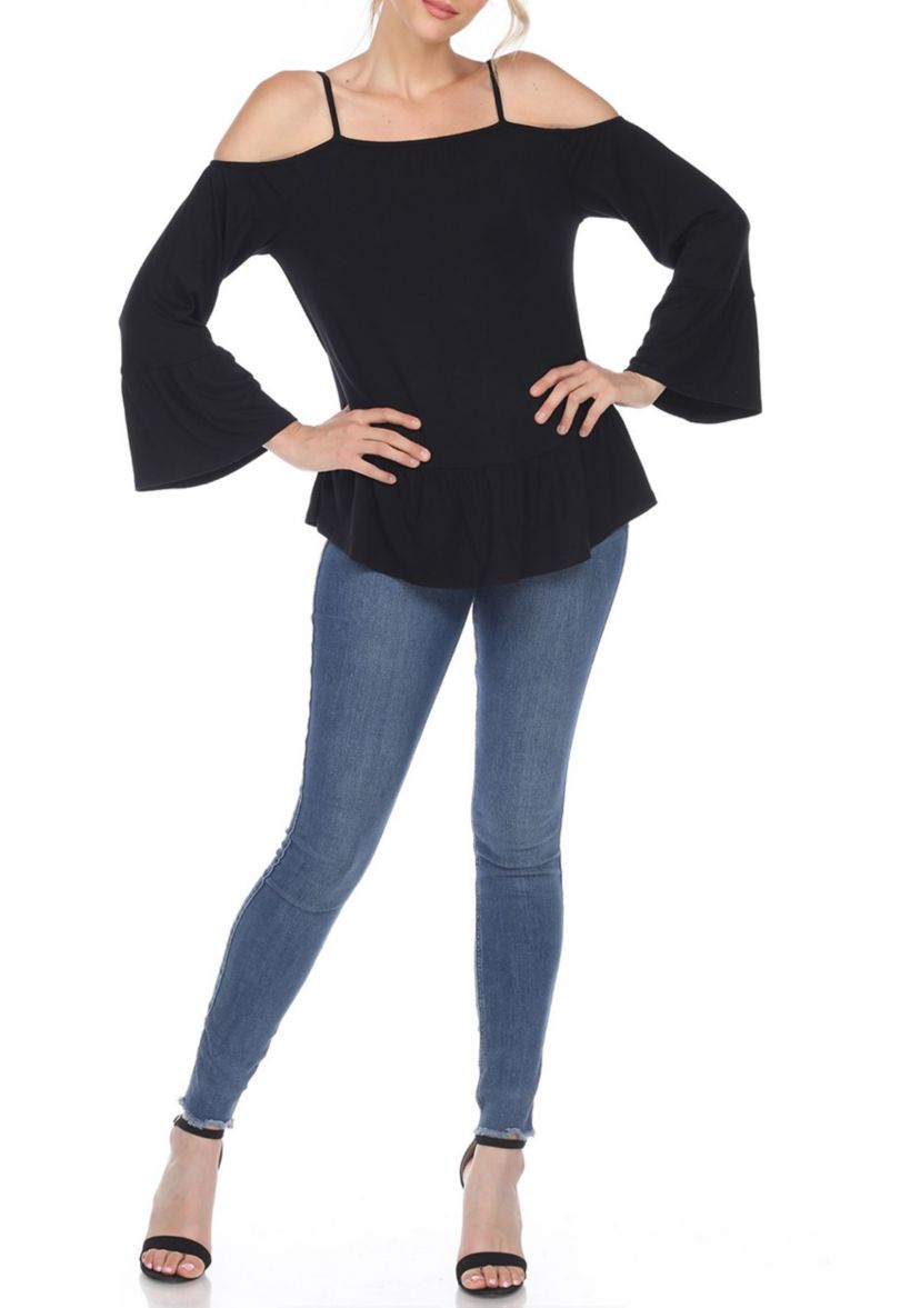 Cold Shoulder Ruffle Sleeve Top