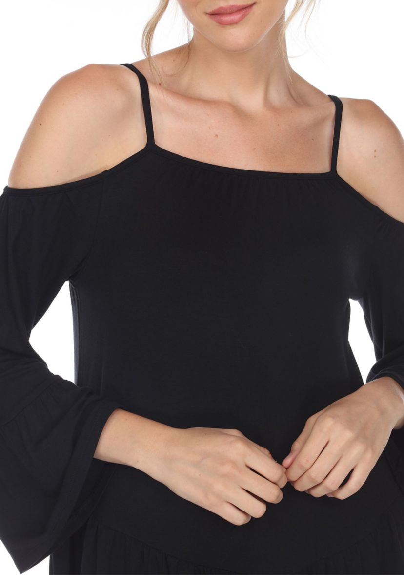 Cold Shoulder Ruffle Sleeve Top