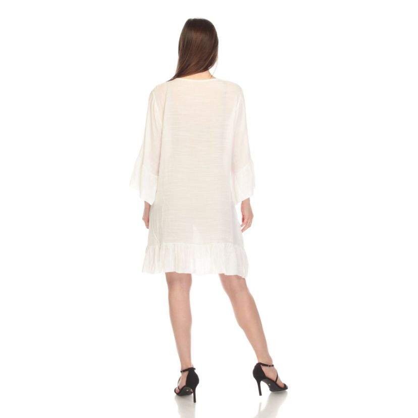 Womens Sheer Crochet Knee Length Cover Up Dress