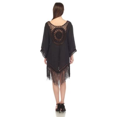 Women's Crocheted Fringed Trim Dress Cover Up