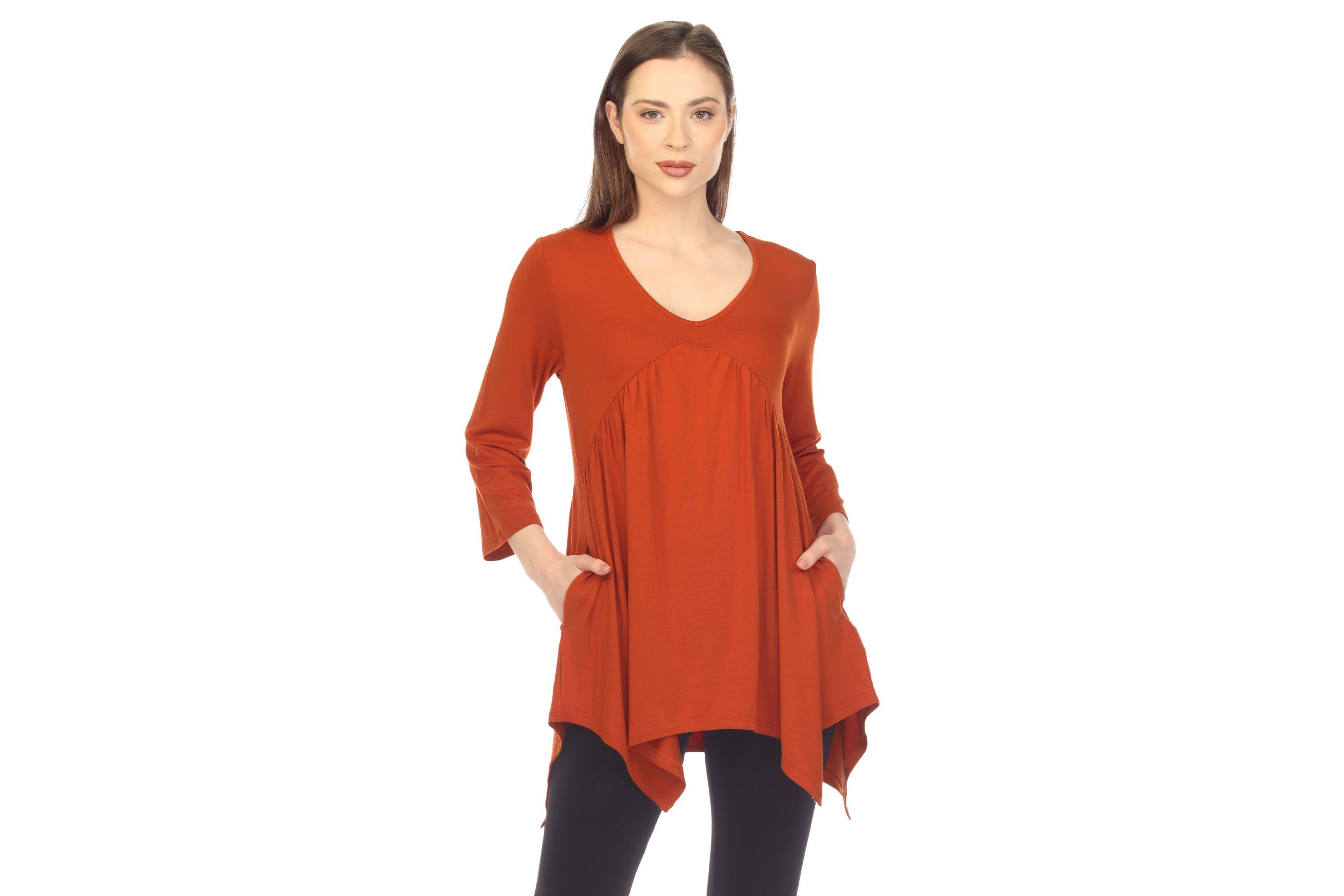 Womens Empire Cut V-Neck Tunic Top