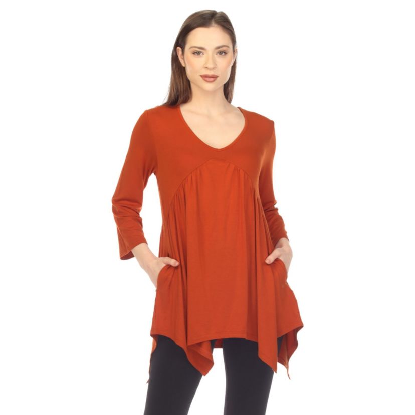 Womens Empire Cut V-Neck Tunic Top