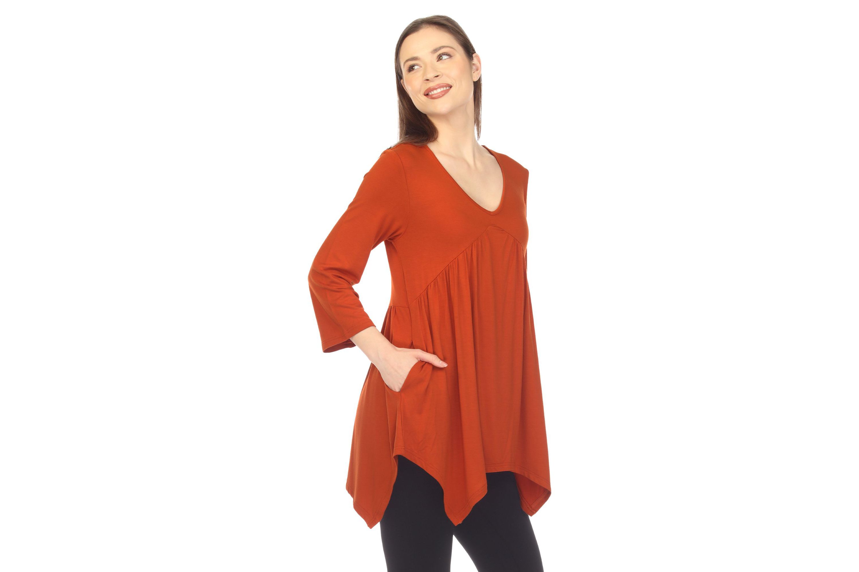 Womens Empire Cut V-Neck Tunic Top