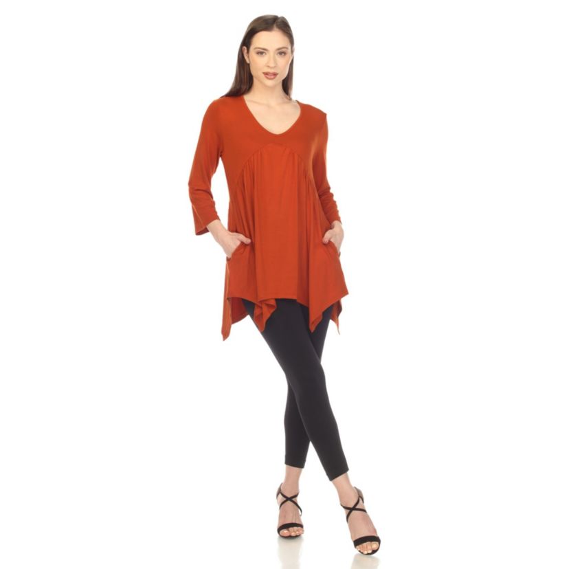 Womens Empire Cut V-Neck Tunic Top