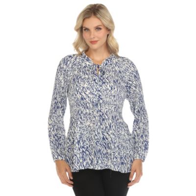 White Mark Women's Printed Peasant Blouse