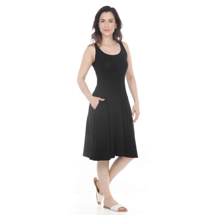 belk black and white dresses Mark Women's Scoop Neck Fit & Flare Tank Midi Dress Petite dresswear