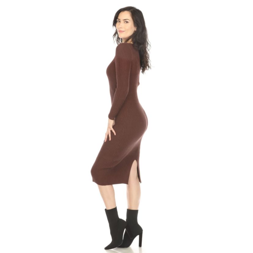 Long Sleeve Rib Midi Sweater Dress