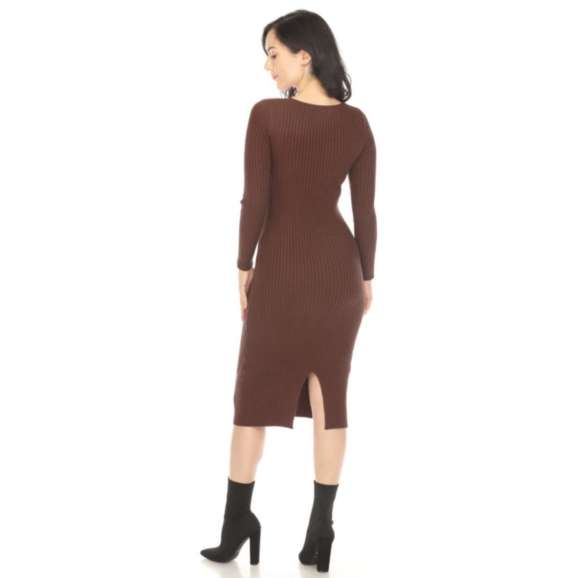 Long Sleeve Rib Midi Sweater Dress