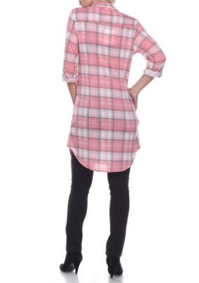 Piper Stretchy Plaid Roll Cuff Tunic