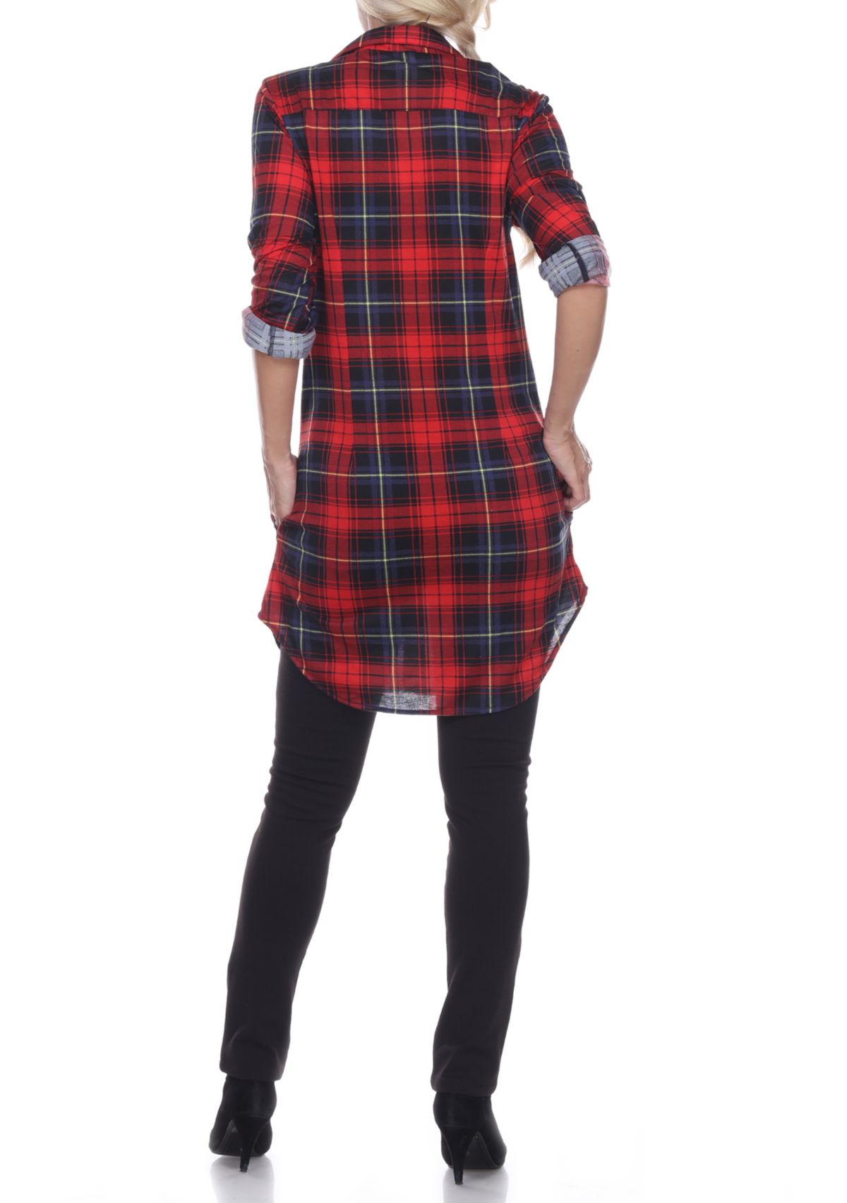 Piper Stretchy Plaid Roll Cuff Tunic