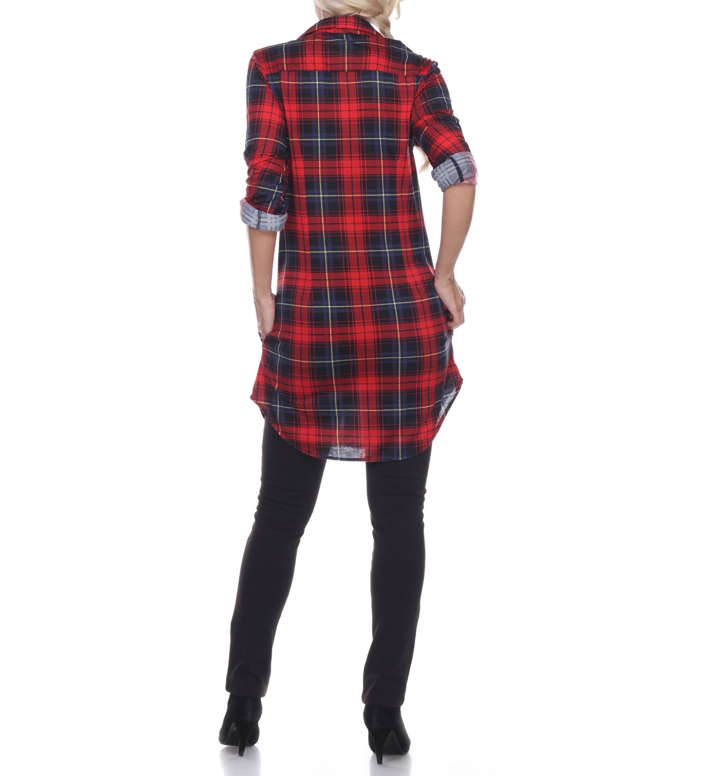 Piper Stretchy Plaid Roll Cuff Tunic
