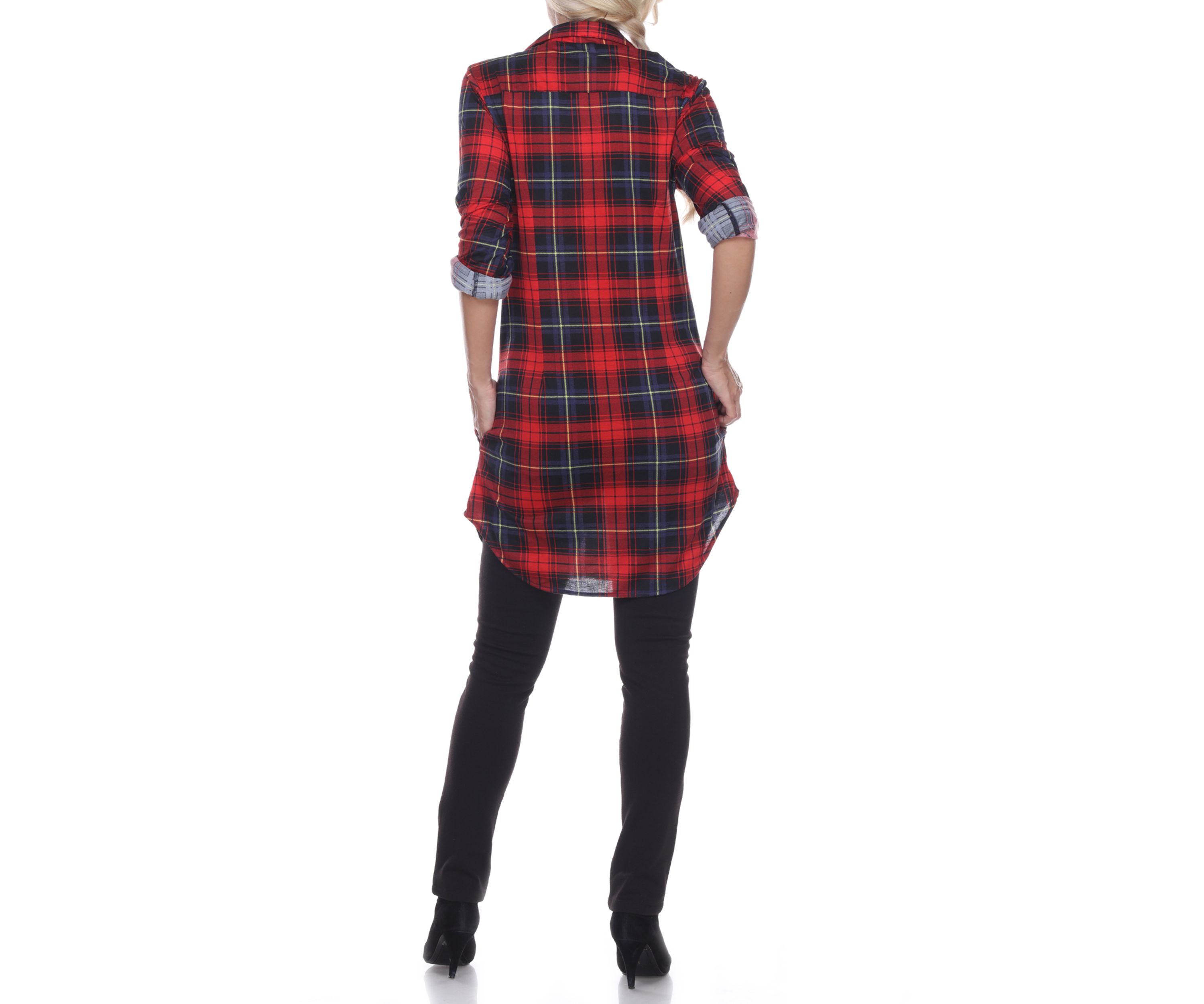 Piper Stretchy Plaid Roll Cuff Tunic