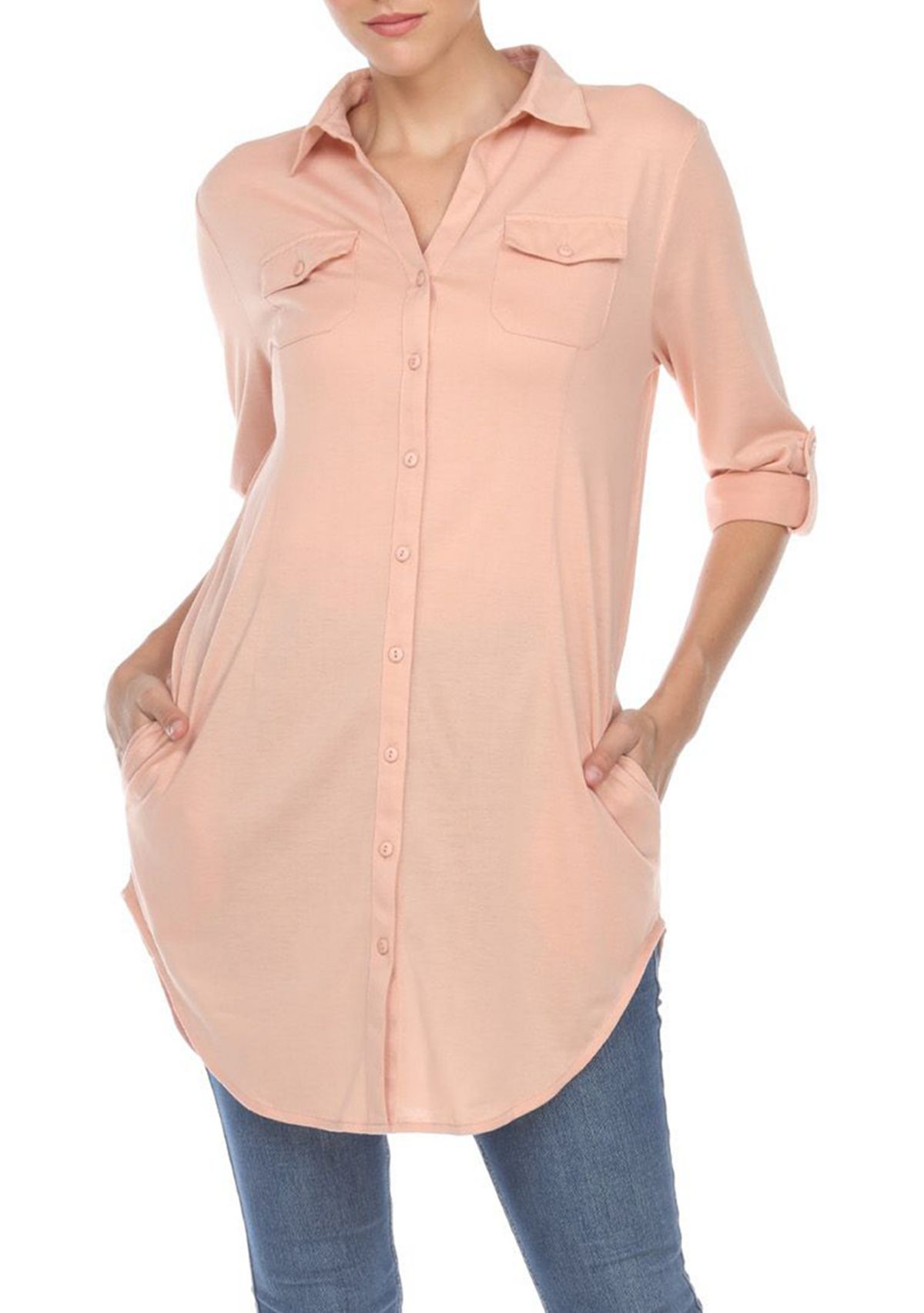 Stretchy Button-Down Tunic