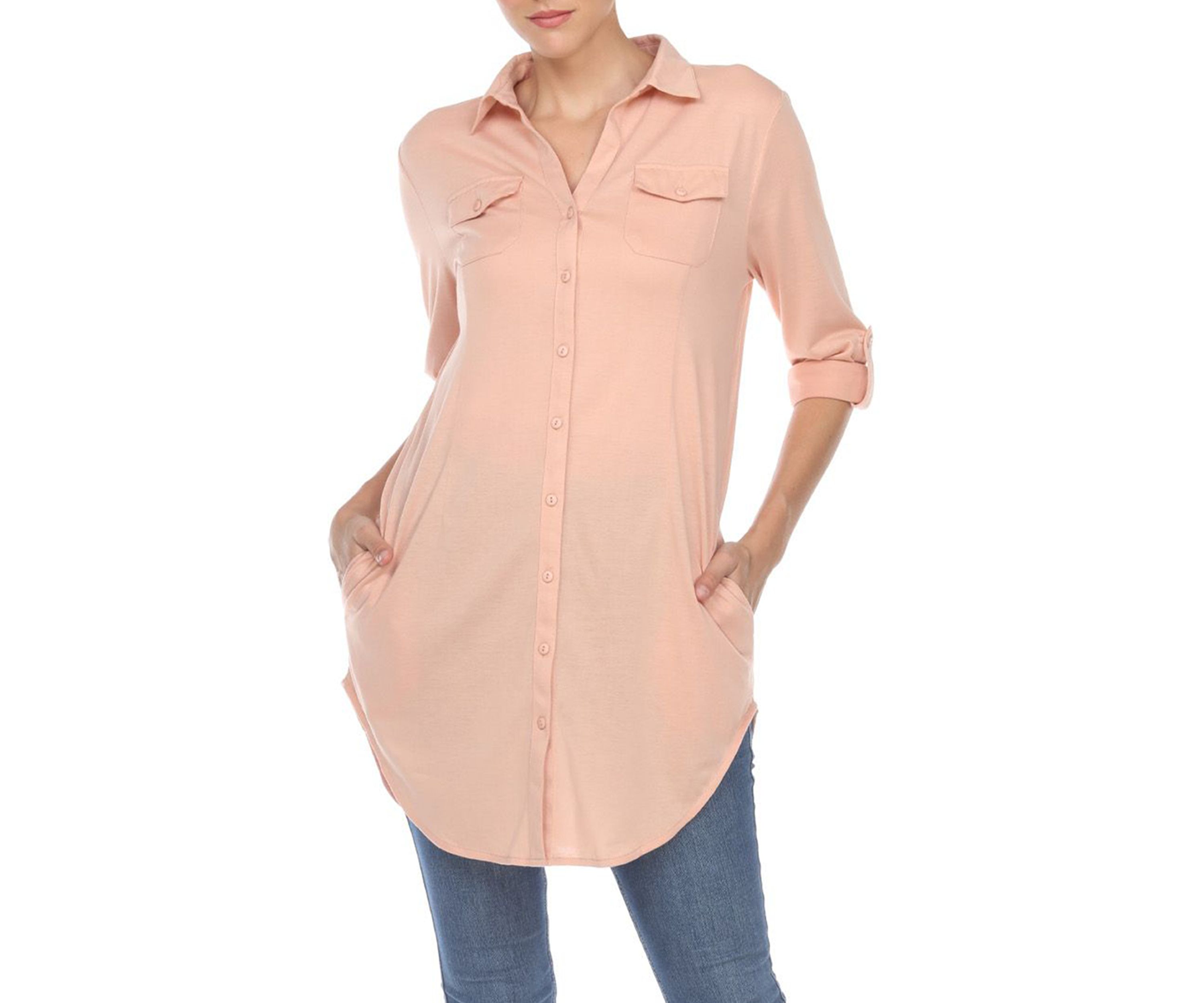 Stretchy Button-Down Tunic